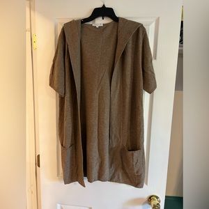 Chaiken tan vintage hooded cardigan. Size Large.